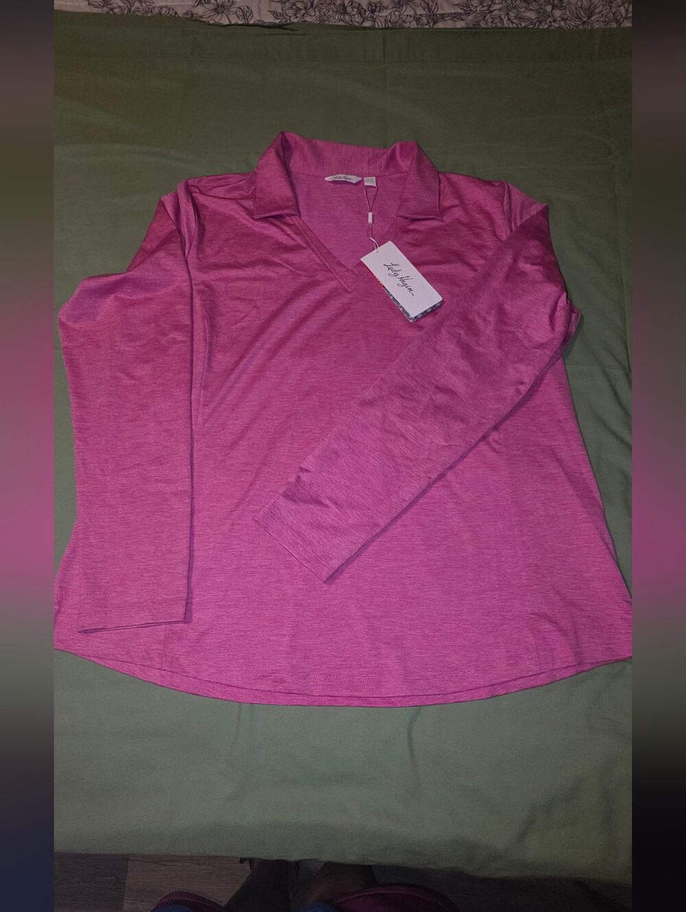 Long-Sleeve Pink Polo Top by Lady Hagen